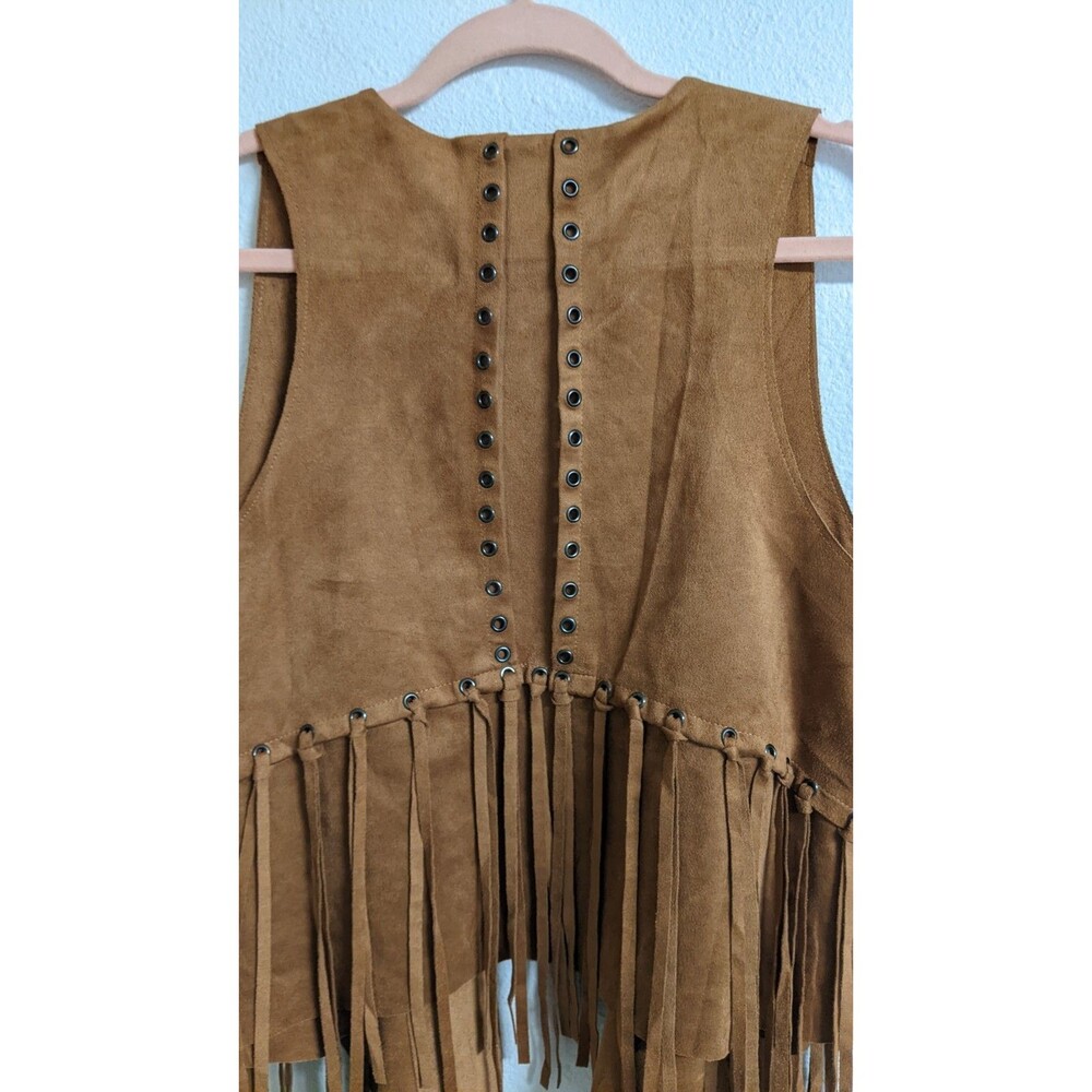 NWT-Boot Barn VOCAL Eyelet Fringe Camel Women's Vest Faux Suede XL NEW!!! $49.99 - Picture 9 of 12